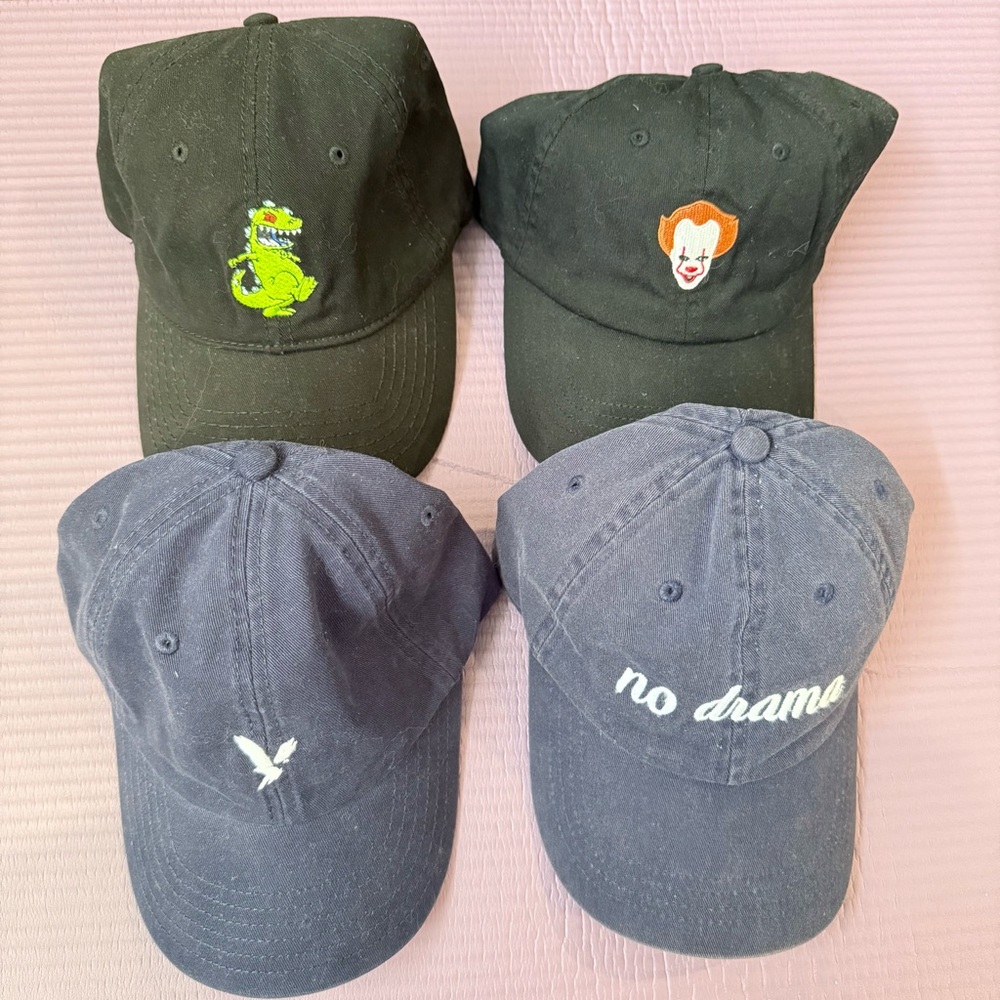 Embroidered Caps Set - Black and Navy Blue
